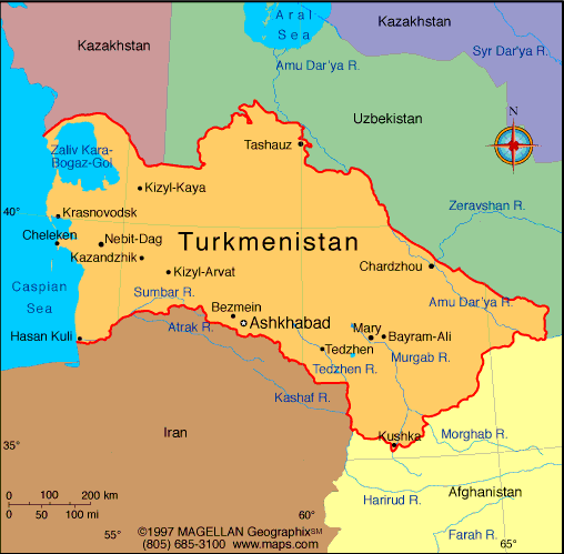 turkmenistan bolgeler haritasi